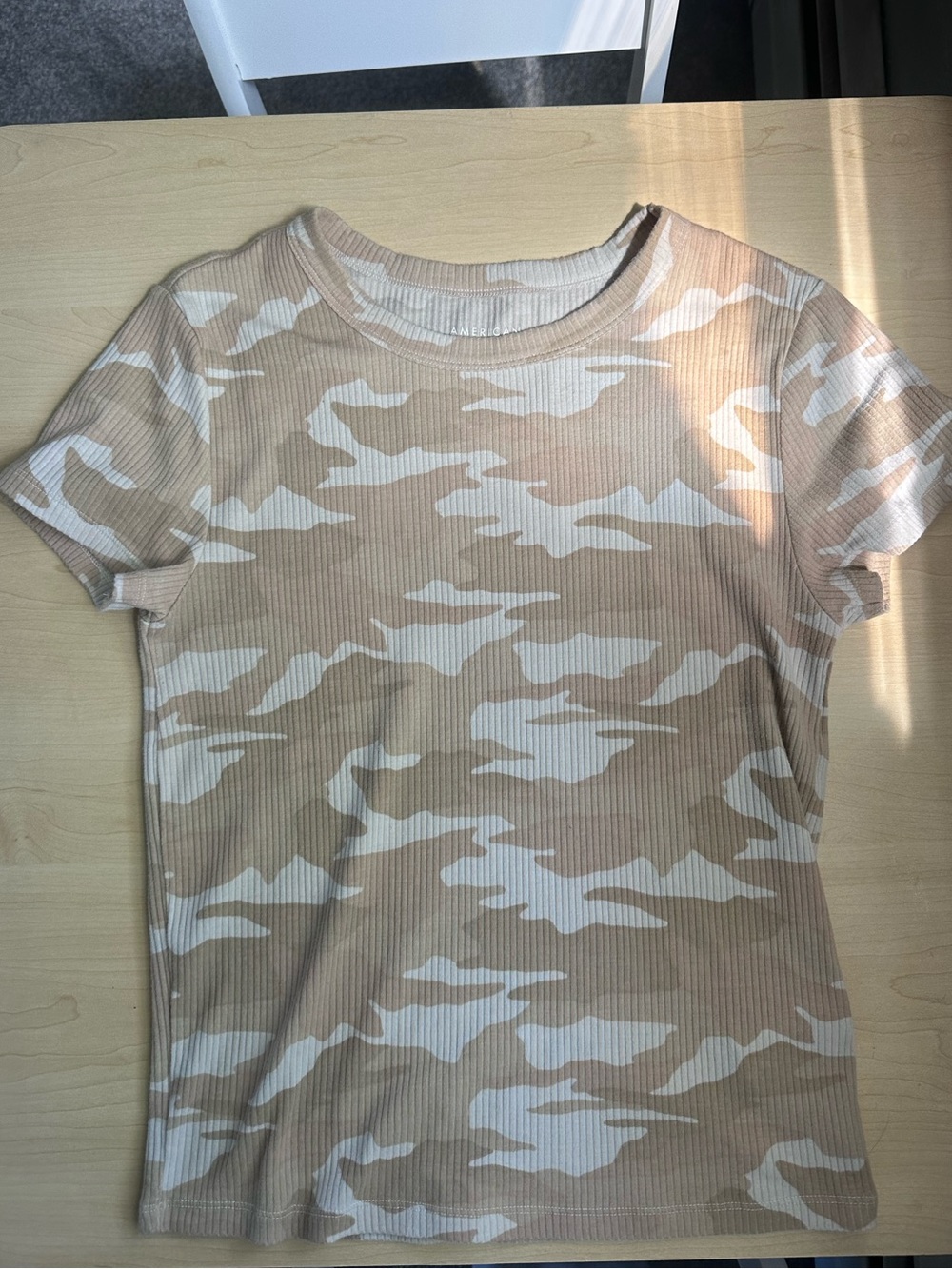 American Eagle Camo Ribbed Short Sleeve Tee